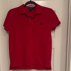 Womens Ralph Lauren Polo Shirt in Red with Navy Pony